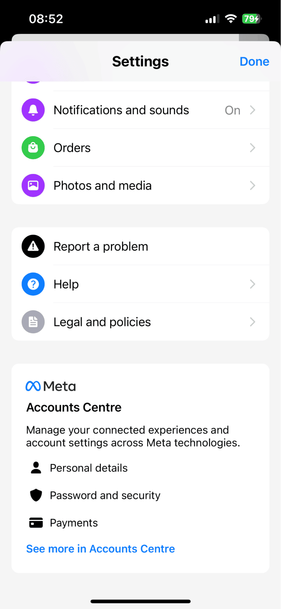 Messenger app settings