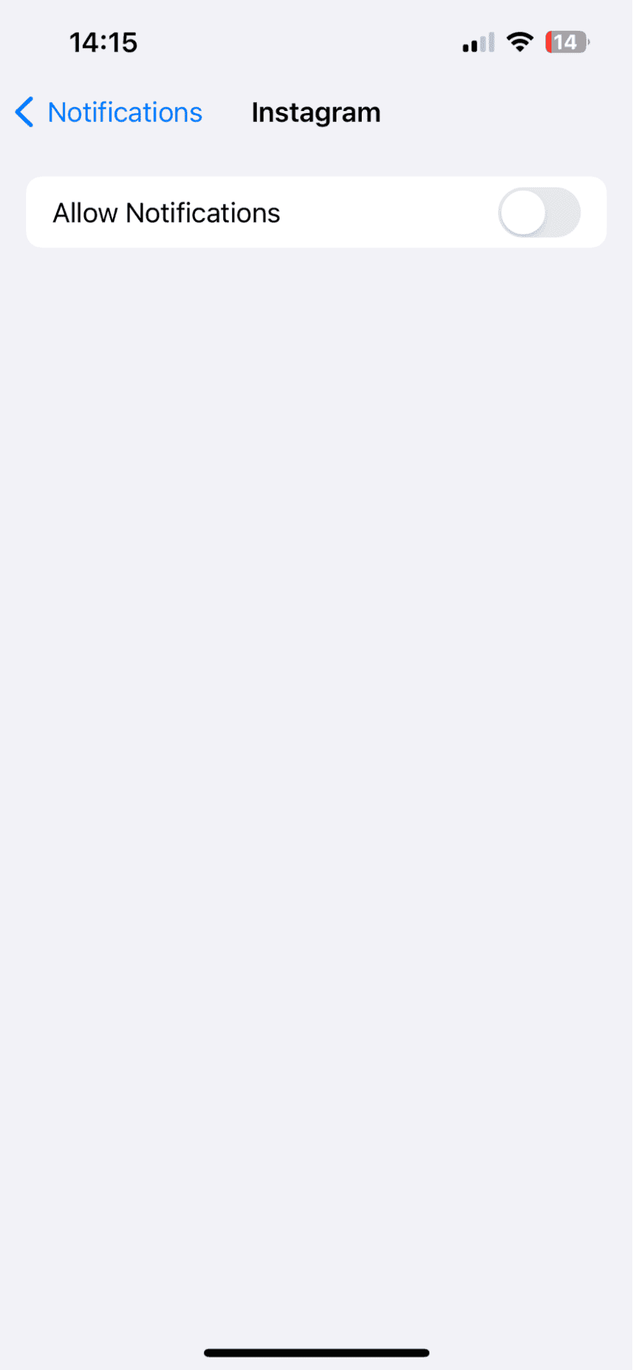 Settings App > Notifications