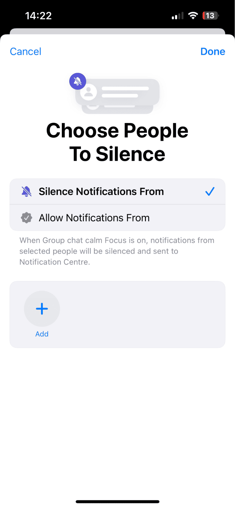 Silence notifications iPhone for specific people
