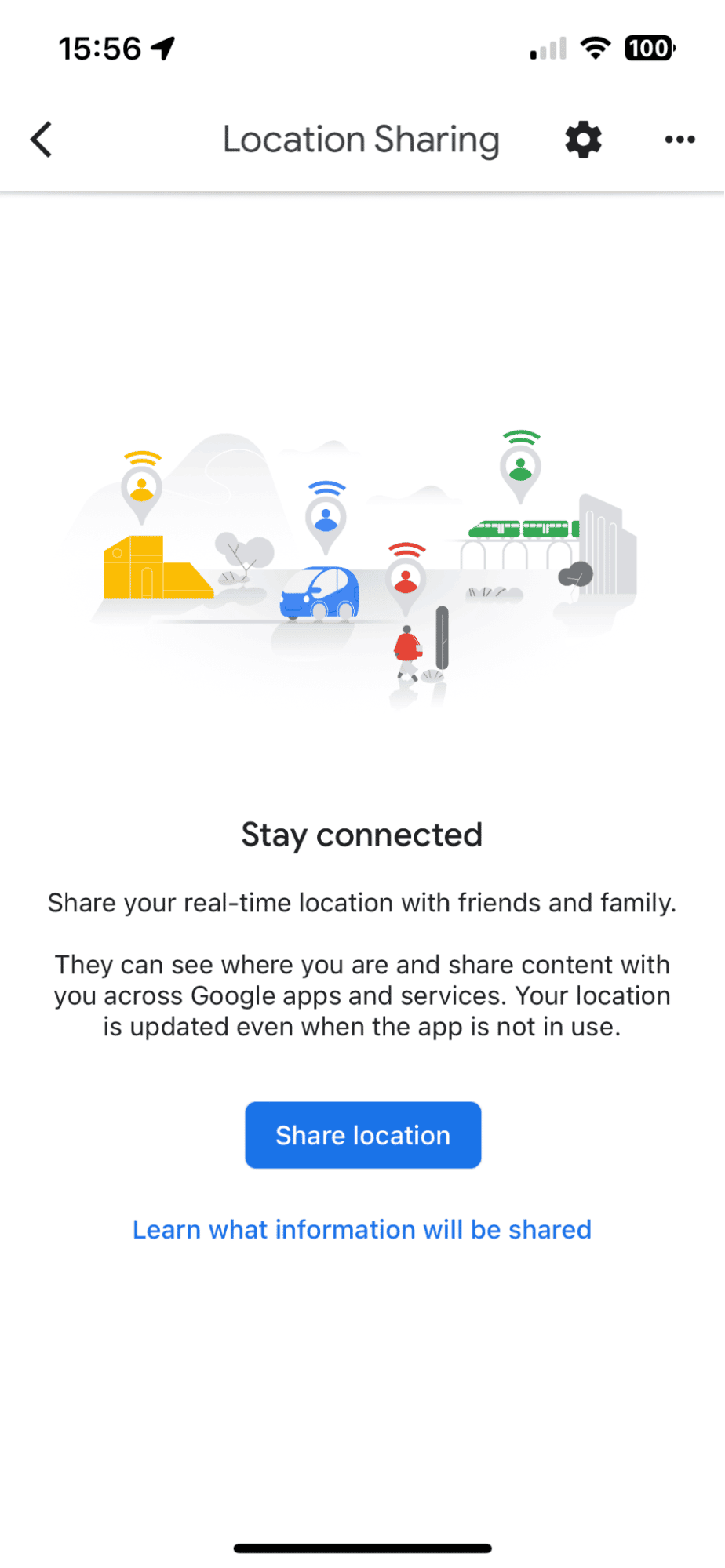 Location sharing in Google Maps