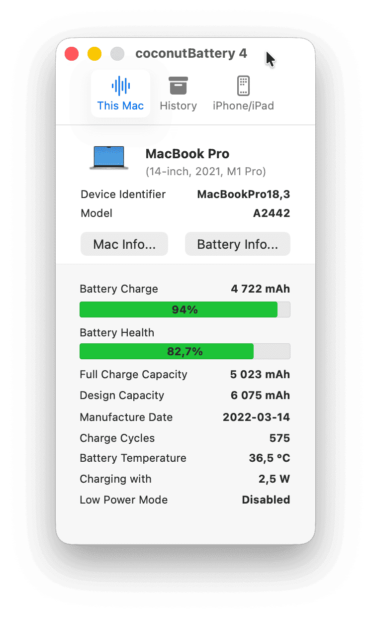 Coconut Battery screenshot