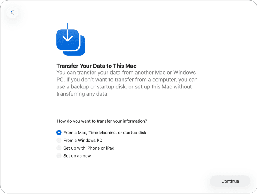 Migration Assistant on Mac
