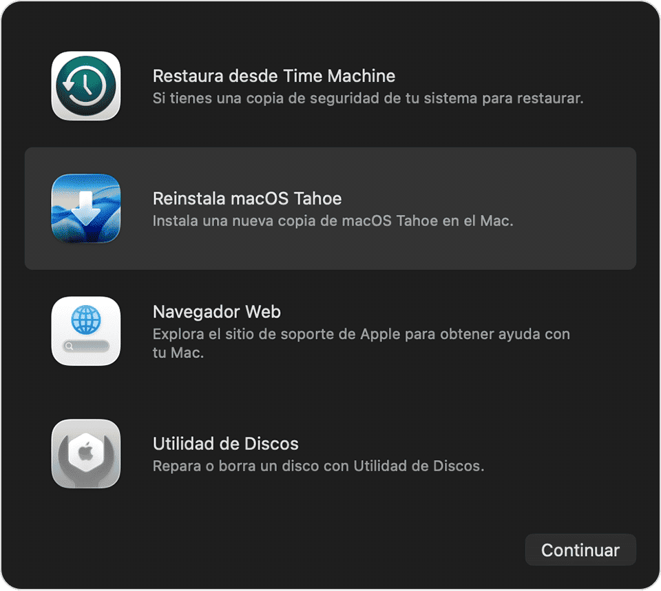 Reinstala macOS