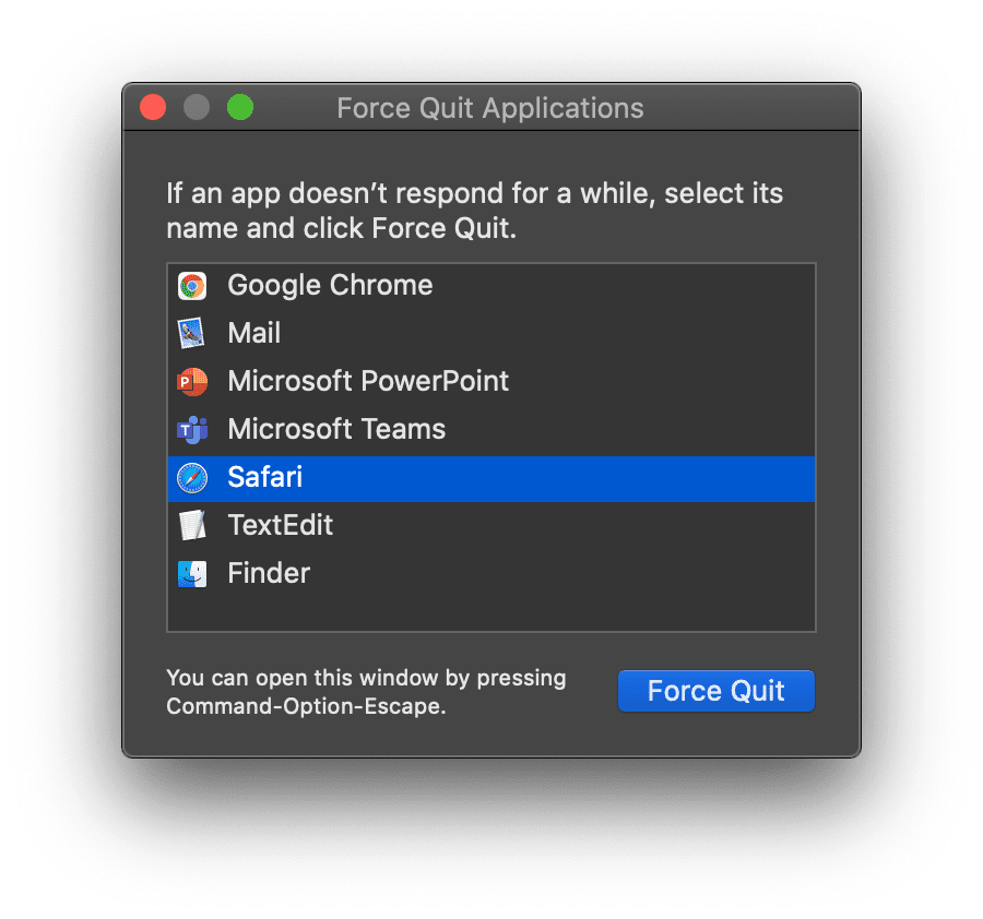 How to force quit Safari