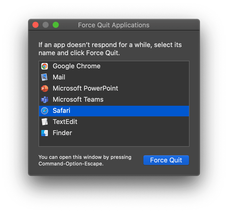 safari is not quitting on mac