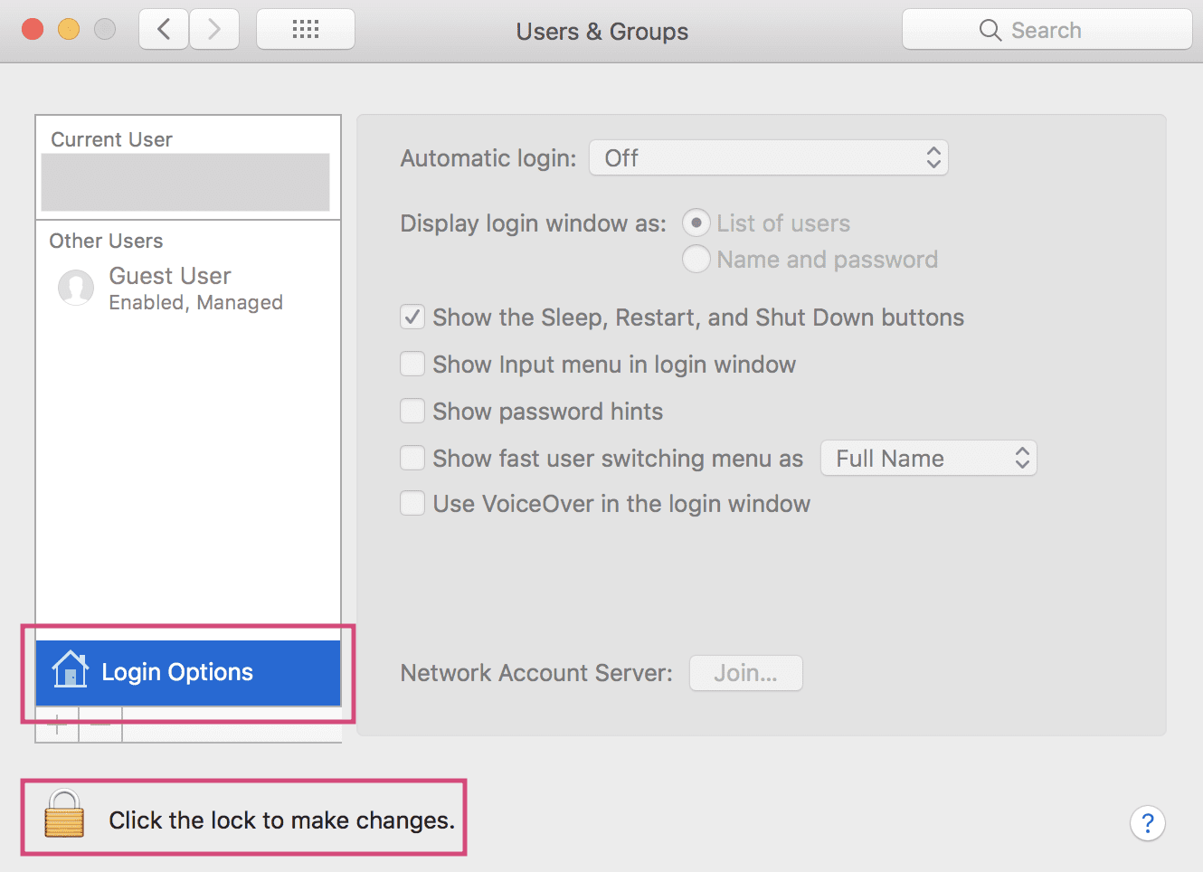 A quick way to disable automatic login on Mac