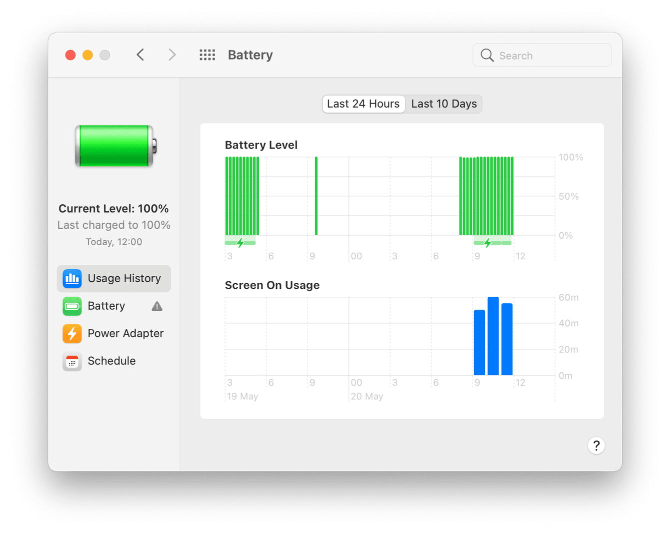 Mac battery usage history
