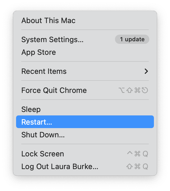 Restarting Mac