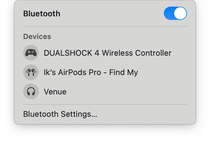 Bluetooth connection on Mac