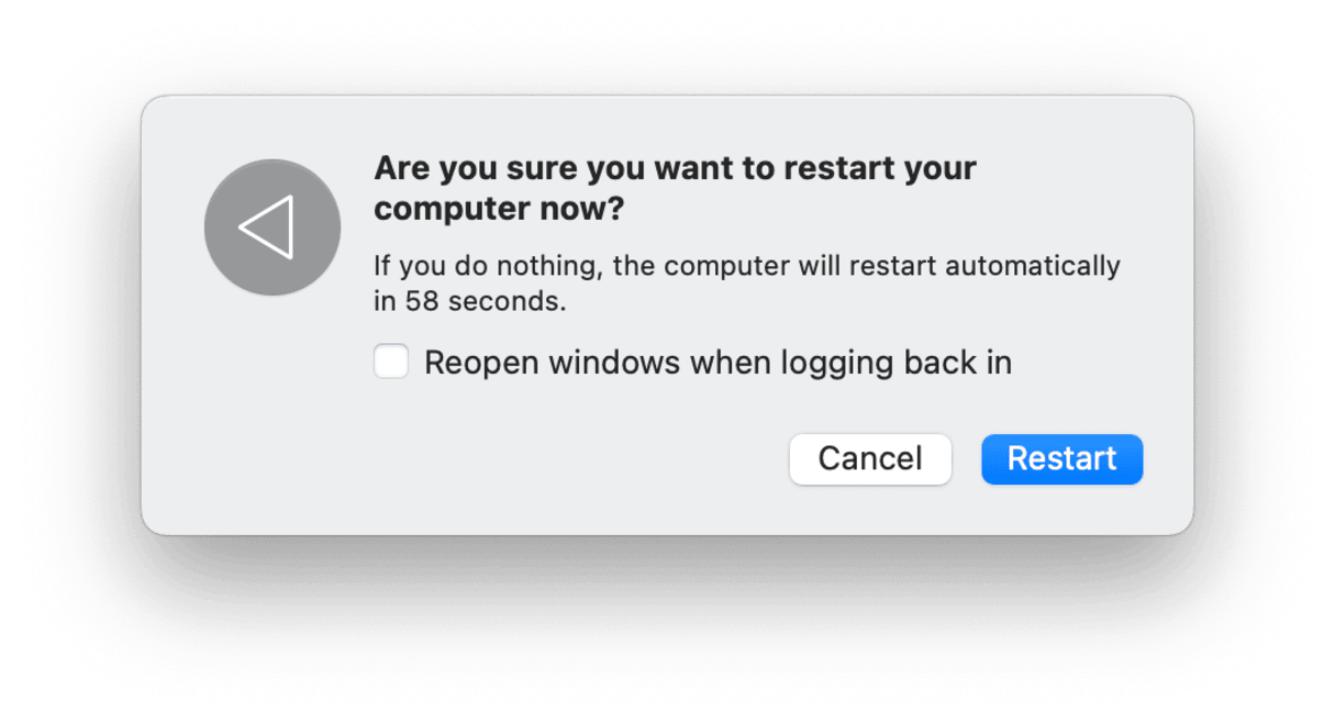 quick MacBook restart from the main Apple menu