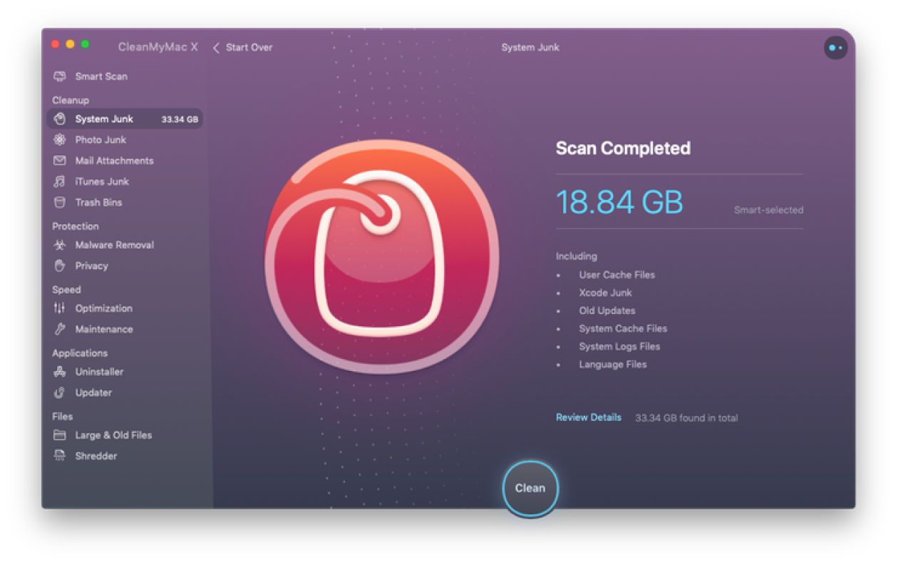 Remove system junk with CleanMyMac