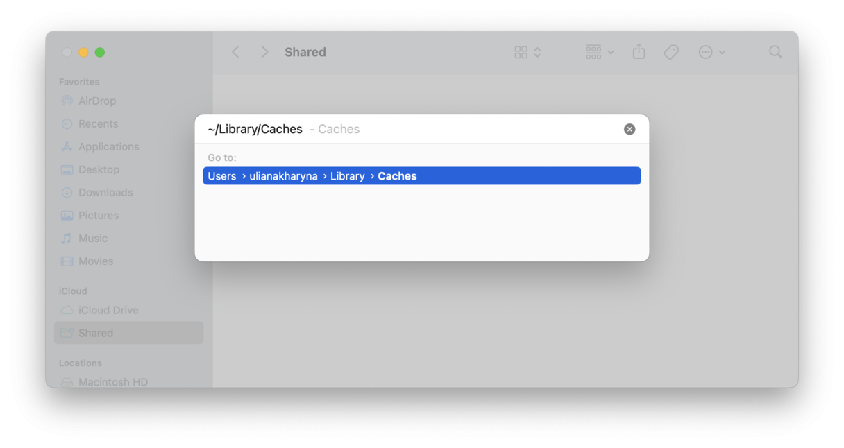 Remover cache do aplicativo no Mac