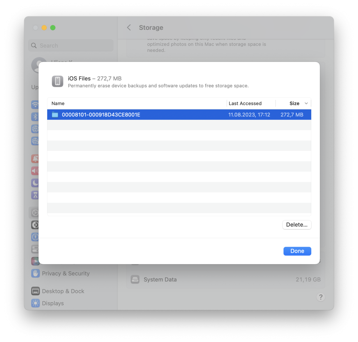 Supprimer les sauvegardes iOS de Mac