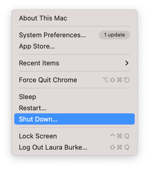 Shutting down Mac
